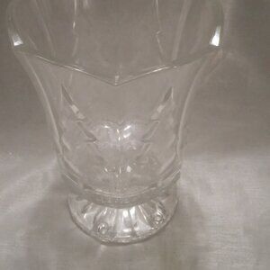 Glass holiday vase 7.5" 3-D christmas trees on outside Christman in July event